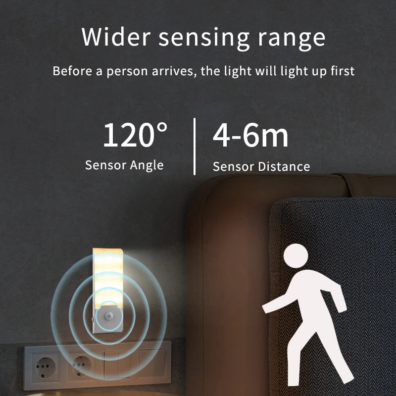 lampe nuit capteur mouvement rechargeable usb blanc moderne adhésif led