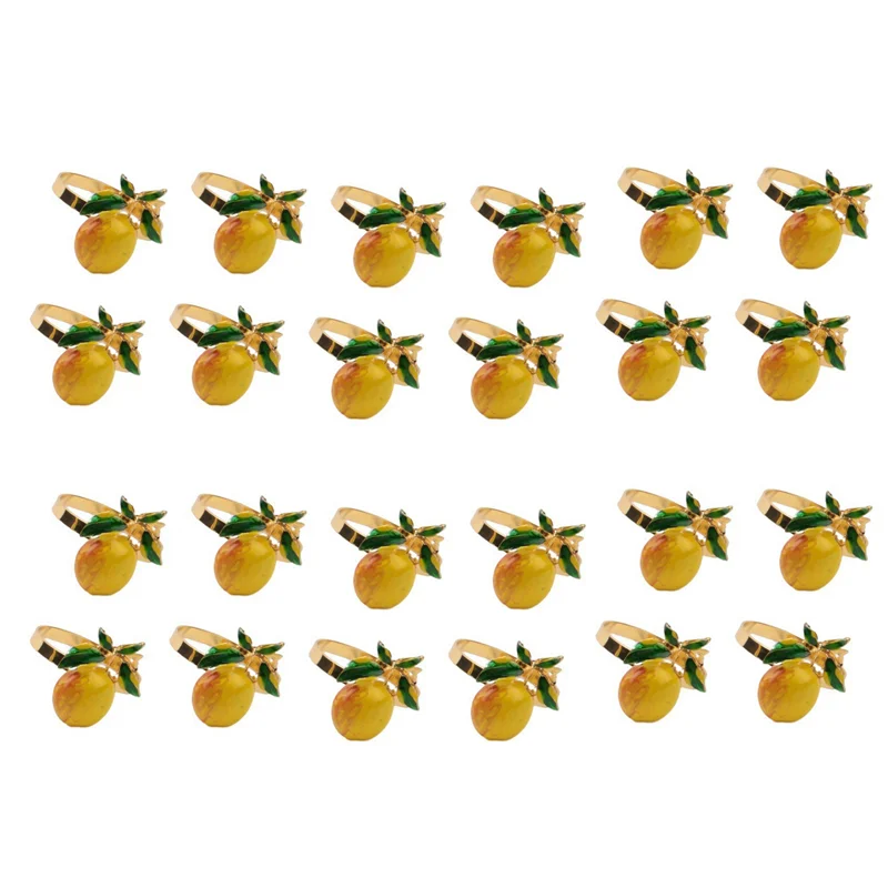 anneaux serviette bague or jaune vert fruit abricot feuilles naturel decoratif été festive