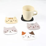 coasters anti dérapants silicone forme chat couleurs gris noir simples cartoon