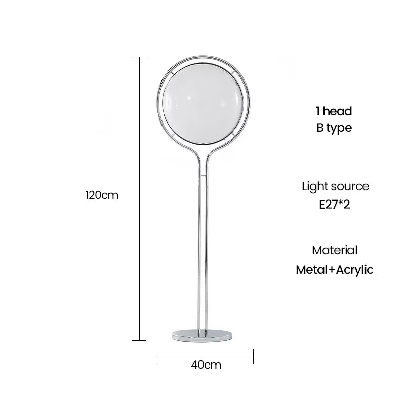 lampe sol moderne sphères translucides blanc chrome nordique minimaliste led acrylique