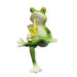 statuette grenouille verte humoristique transparente jardin balcon vertes blanches marron posant bouteille verre decorationextérieur
