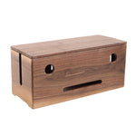 boîte rangement câbles bois marron clair moderne boite chargeur tablette blanc minimaliste