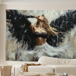 Toile d'art contemporaine peinture abstraite noir blanc gris polyester grande taille