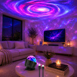 projecteur led galaxie étoiles veilleuse chambre noir violet bleu rose blanc moderne minimaliste