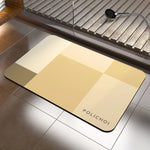 tapis bain moderne carreaux géométriques gris clair gris foncé beige clair vert pastel résistant