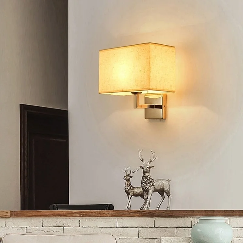 lampe murale moderne LED beige tissu fixée mur éclairage chambre salle manger