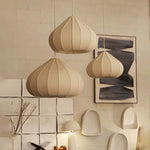 lampe suspendue tissu beige rayures horizontales moderne cordon interrupteur socle 90 260V 2000 82000