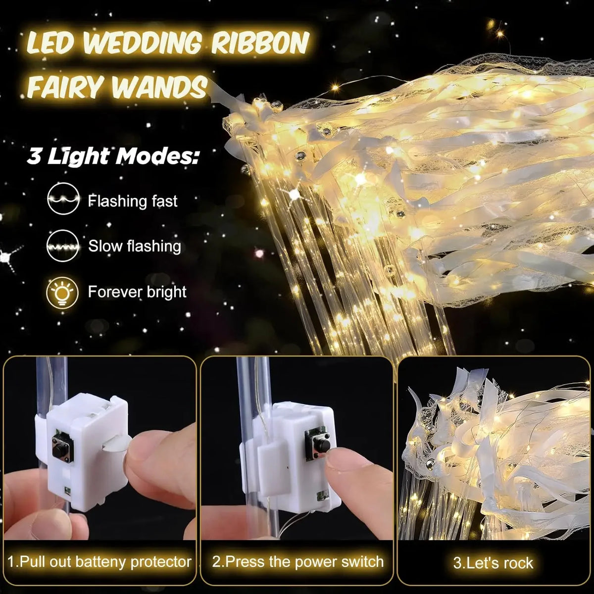 baguettes fée lumineuses blanc satin jingle bells mariage anniversaire fête 200 pièces 4H