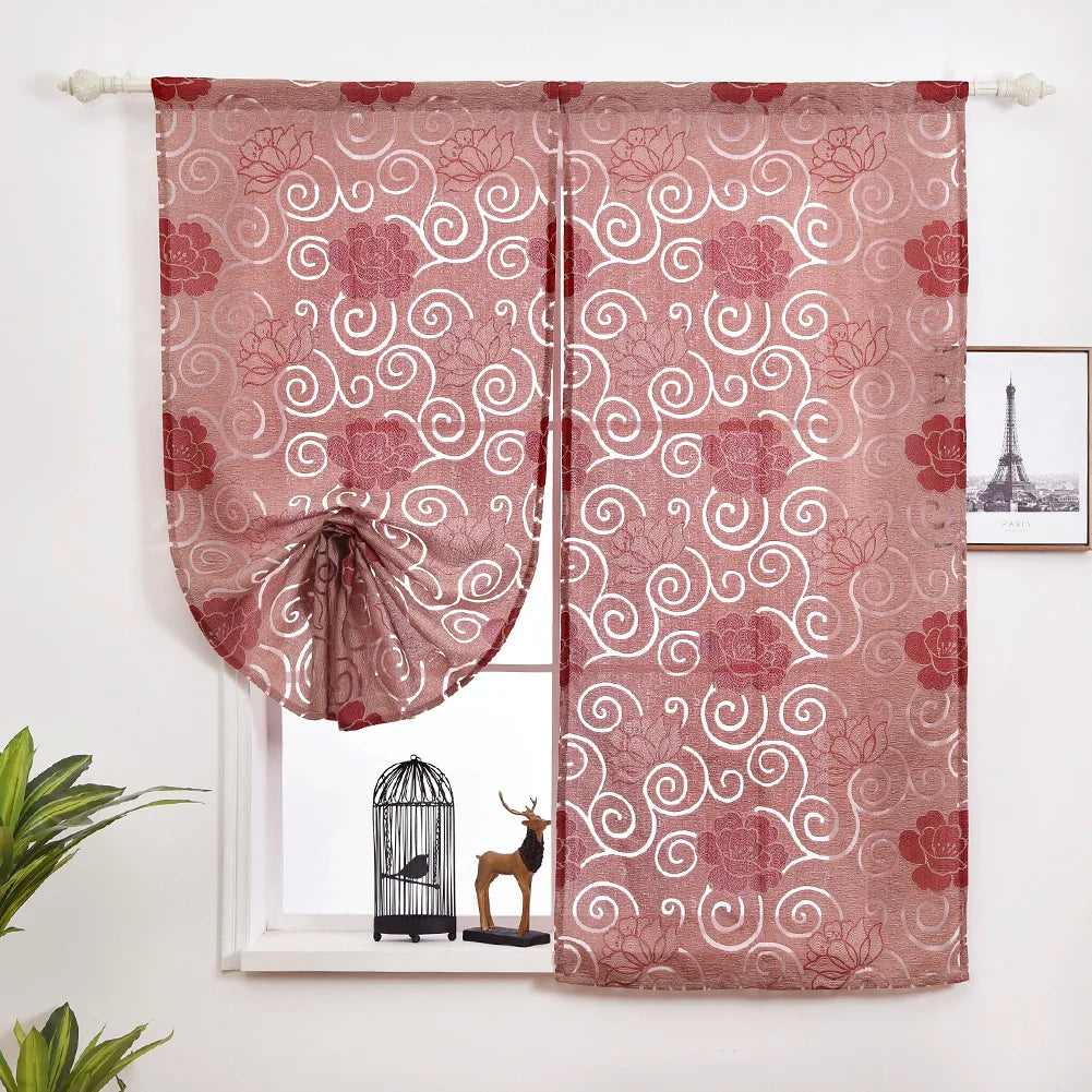 rideau moderne fleur gris rose blanc transparent 100 polyester chambre salon