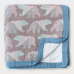 couverture bébé deux couches coton bambou motif floral moderne opacité verte blanc roseclair
