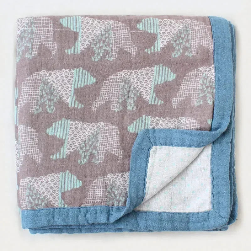 couverture bébé deux couches coton bambou motif floral moderne opacité verte blanc roseclair