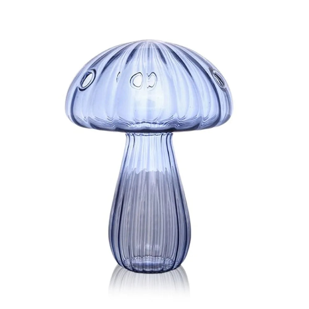 vases champignon moderne transparent rayures verticales marron rose vert rouge bleu orange