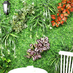 plantes artificielles vertes feuilles variées moderne decoration intérieure extérieure herbe décorative marron rouge blanc