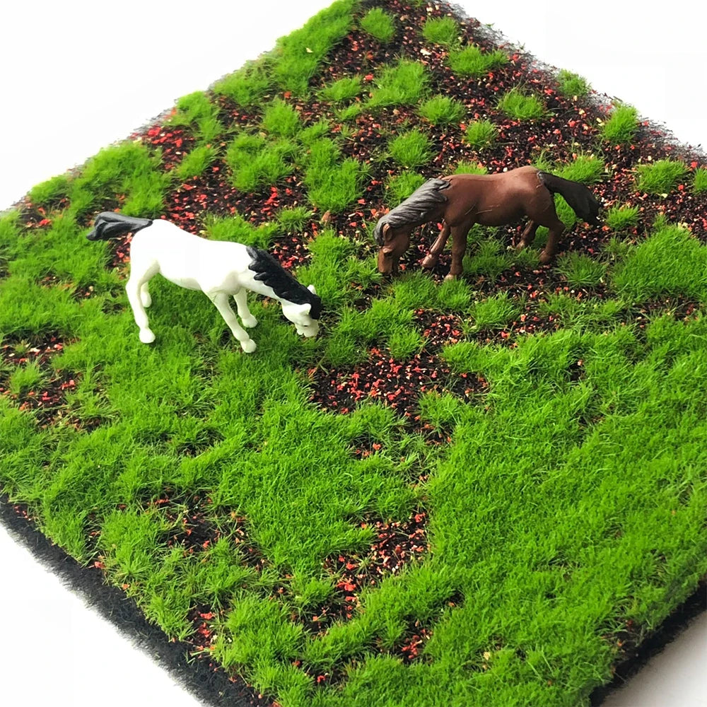 tapis artificiel vert pelucheux moderne décoration extérieure anniversaire exposition bricolage deux poupées chevaux