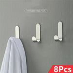 crochets muraux adhésifs inoxydables modernes argentés pièces salle bain cuisine porte serviettes