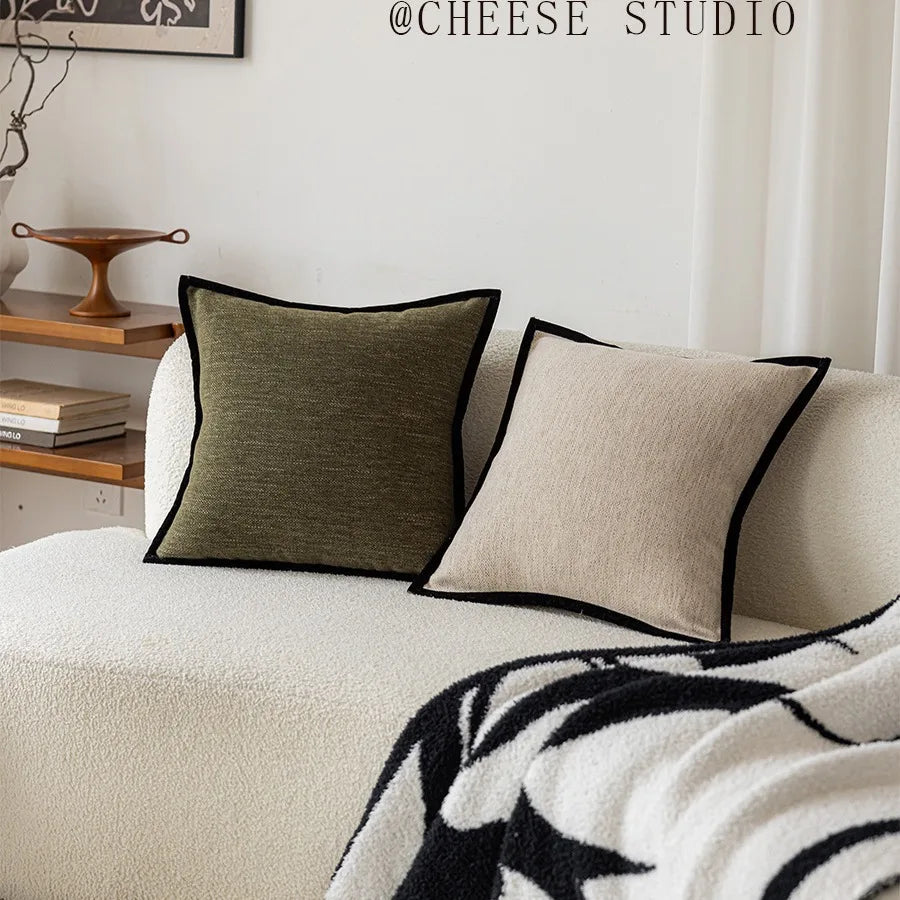 housse coussin moderne vert olive coton polyester respectueux environnement 40x40cm 45x45cm coussins decoration salon