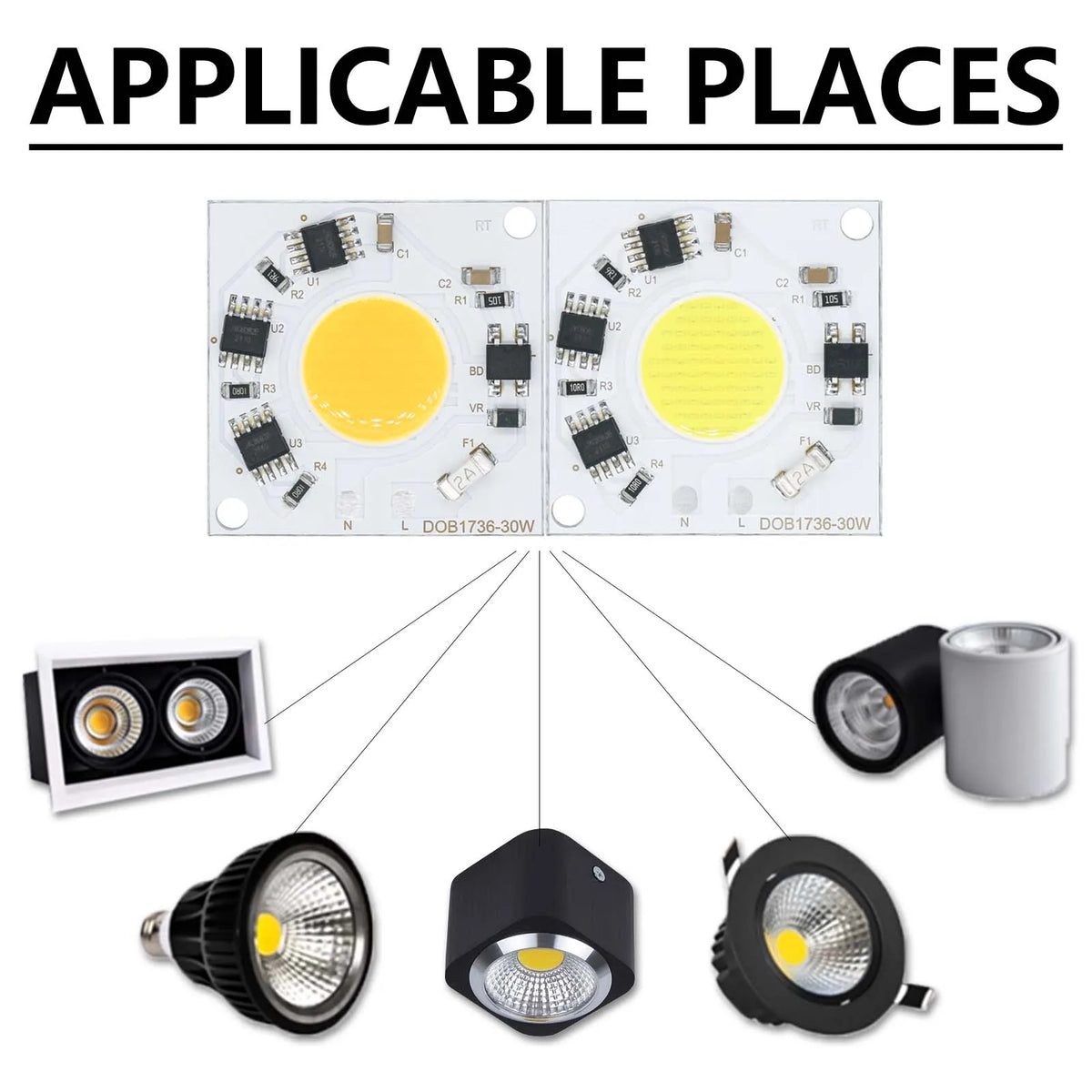 ampoule led cob 30w blanc froid chaud spot inondation industrielle technique