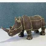 statuette rhinocéros marron foncé texture granuleuse décoratif animalier doré grande petite