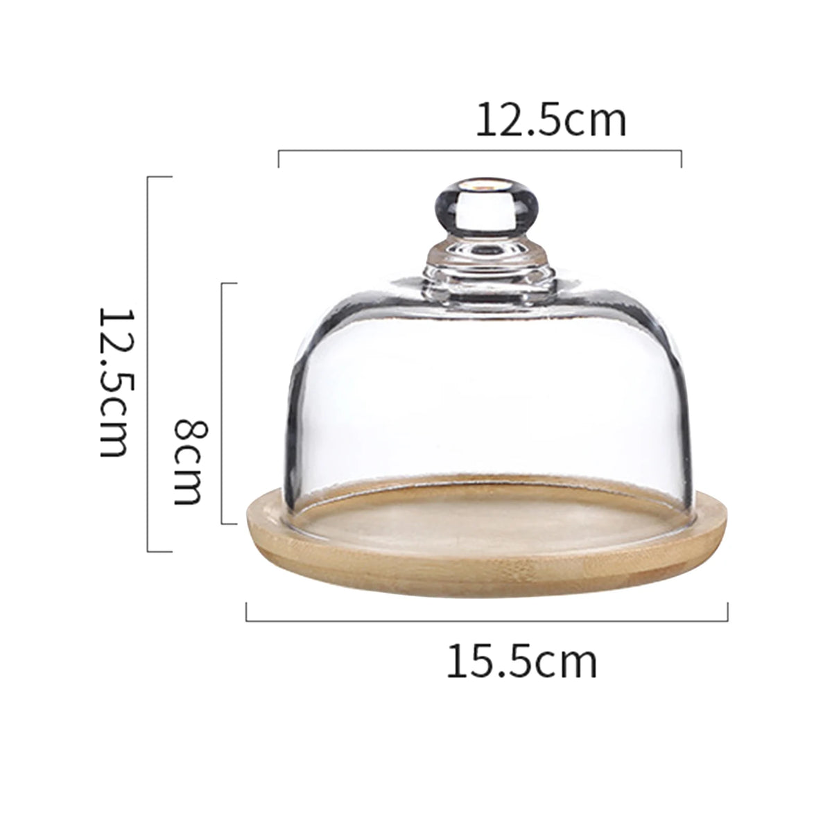 cloche verre couvercle service plateau d'exposition transparente base bois lisse moderne minimaliste