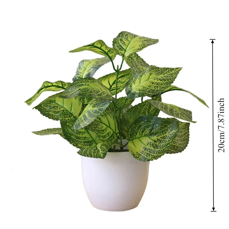 plante artificielle moderne pot blanc feuilles vertes rayées 20cmintérieur décoration verte sans entretien