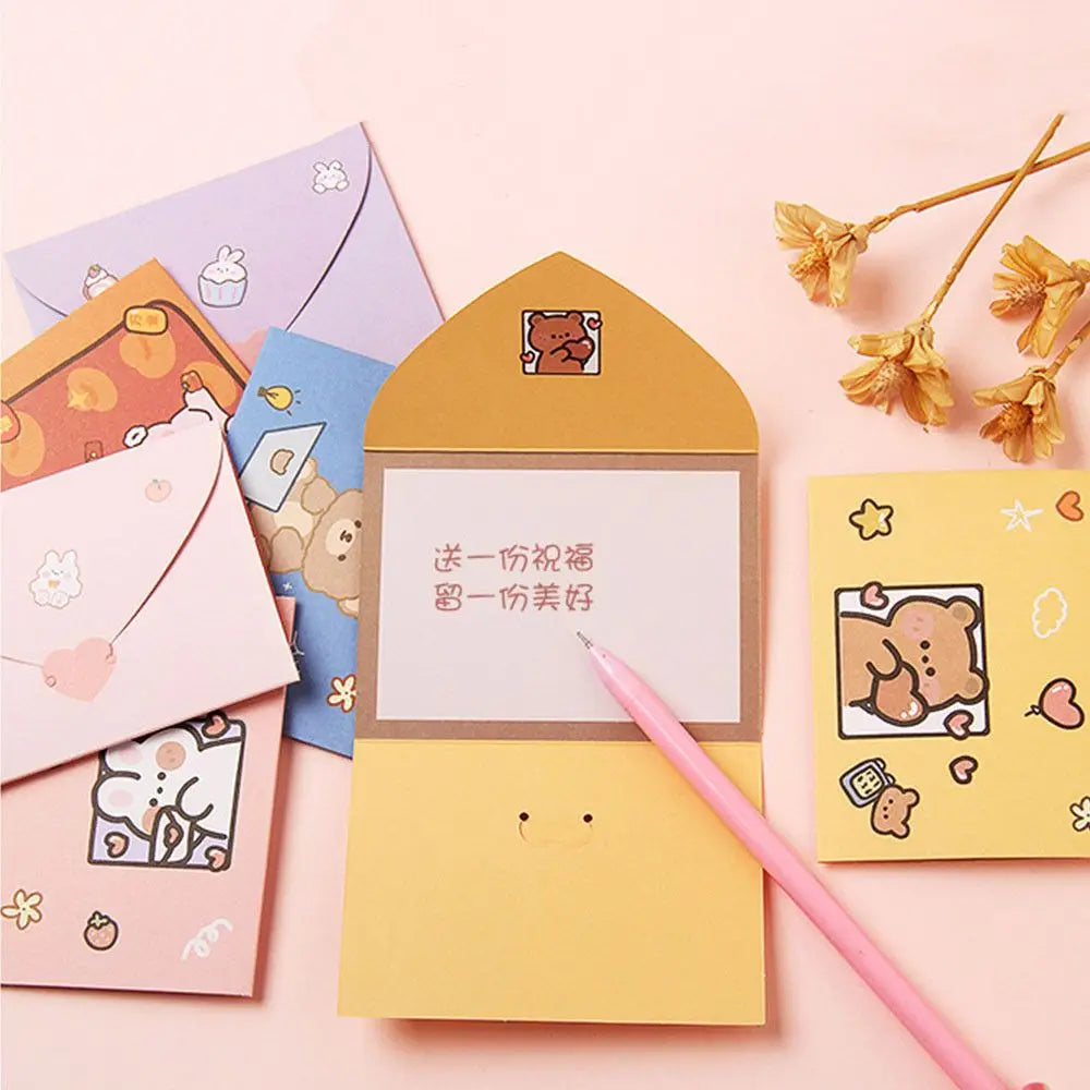 cartes postales anniversaire ours lapin dessins animés bleu rose violet mignon cartoon