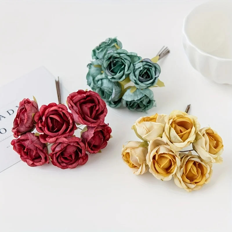 bouquet artificiel roses vintage romantique anniversaire mariage baby shower intérieur feuillets verts