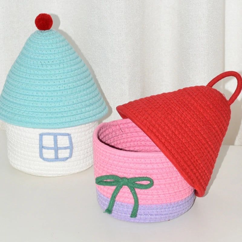 panier crocheté multifonction bleu rouge rose vert bébé chambre enfantDecorationStorageOrganizer