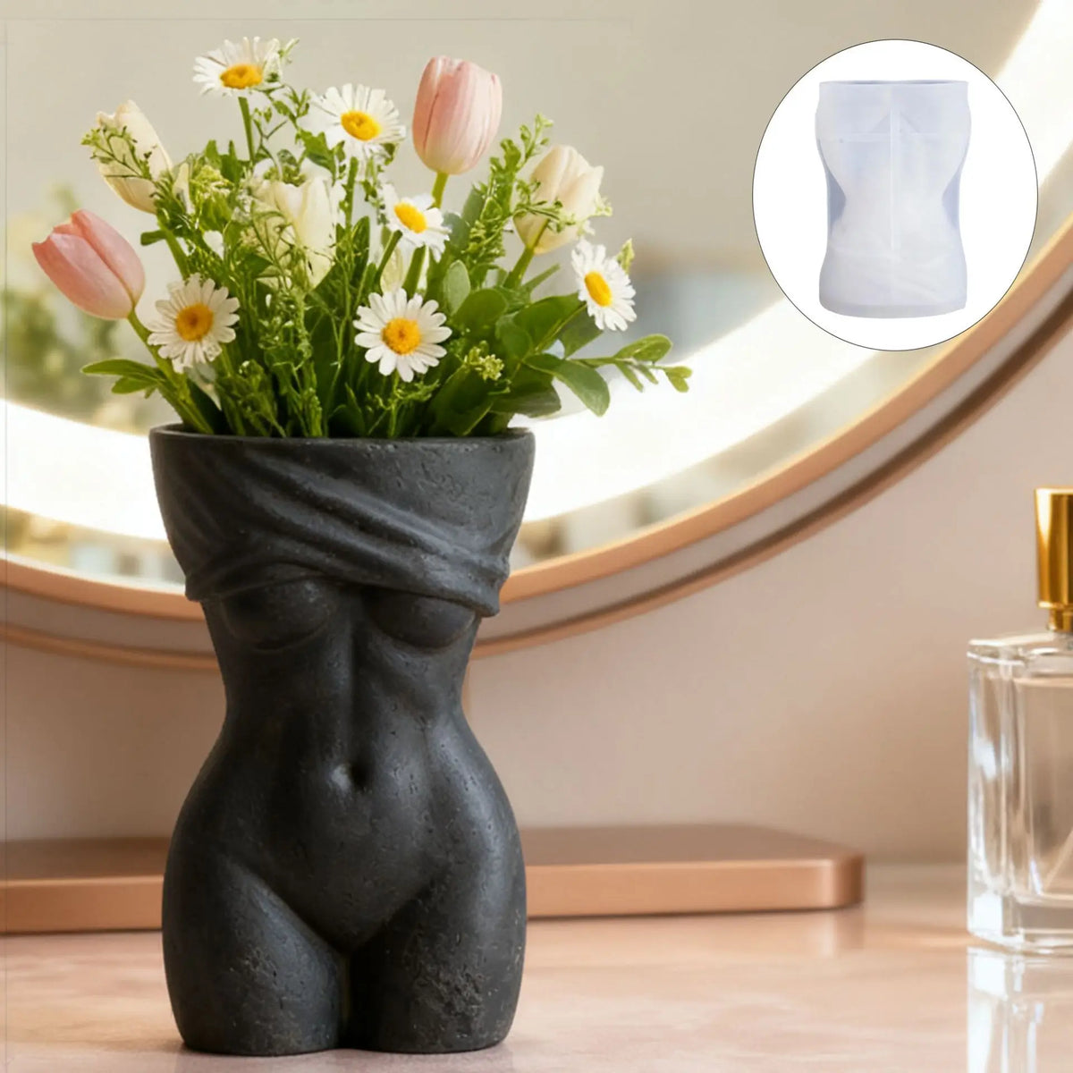 moule silicone sculpture corps féminin vase décoratif art déco panneau mur baroque artisanal decoration