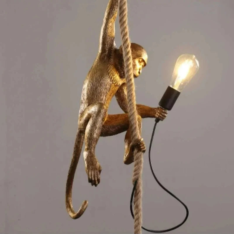 lampe suspendue moderne or orange blanc noir singe lézard brillant résine e27