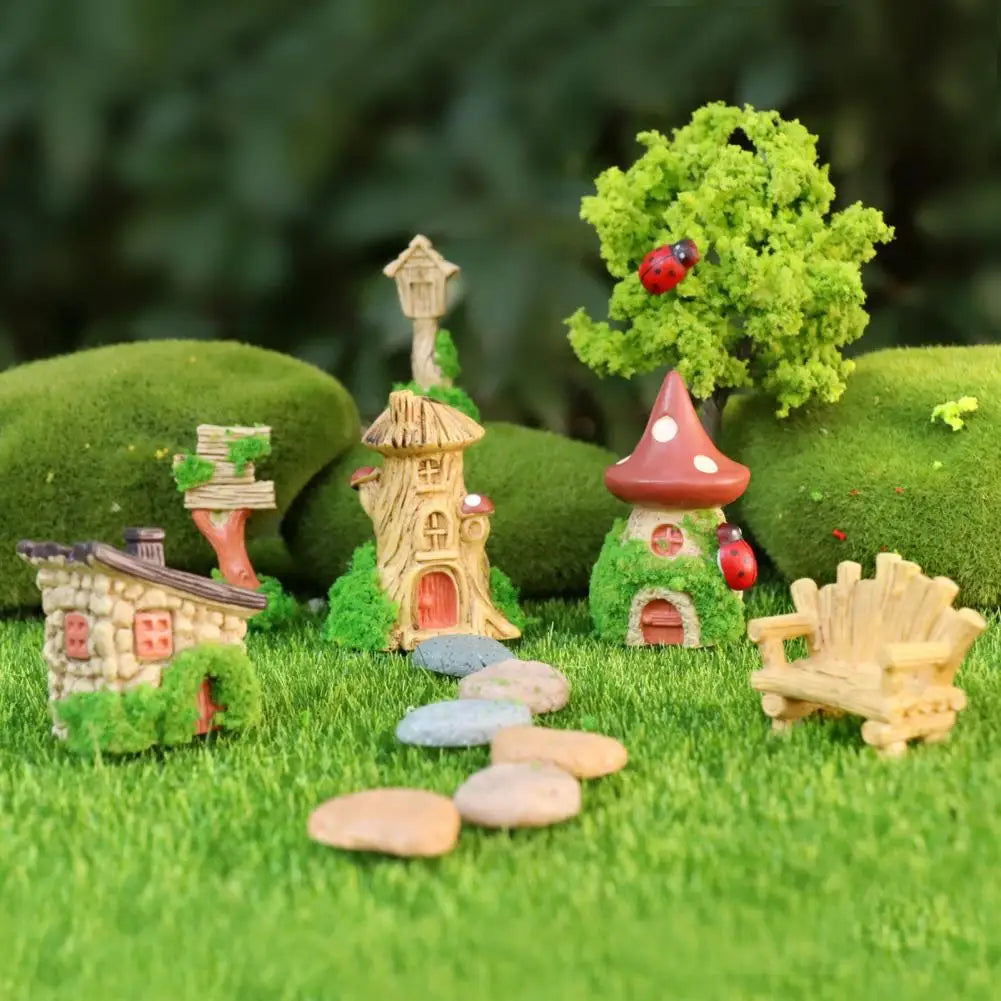 miniatures maison fée figurines dessin animé panneau routier boîte lettres pierre statuette champignon jardin