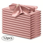 serviettes satin élégantes 30x30cm 12pièces bleumarine vertfoncé roseblanc modernes clipsdorés