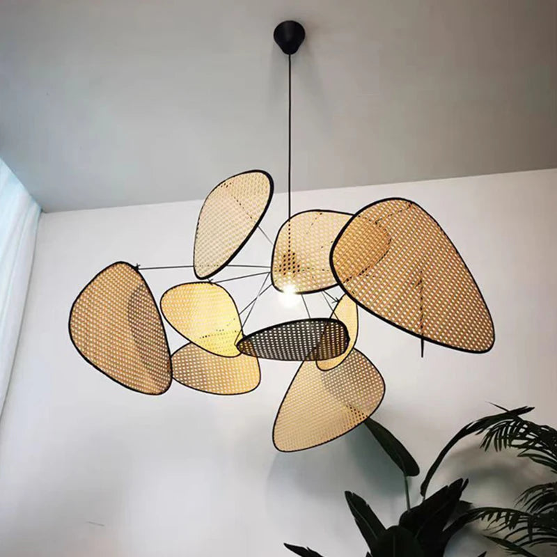 suspension lumineuse moderne rotin marron clair 4200K 3000K 6500K 90260V