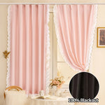 rideaux vintage rose clair bleu clair beige translucides ruches blanches maison