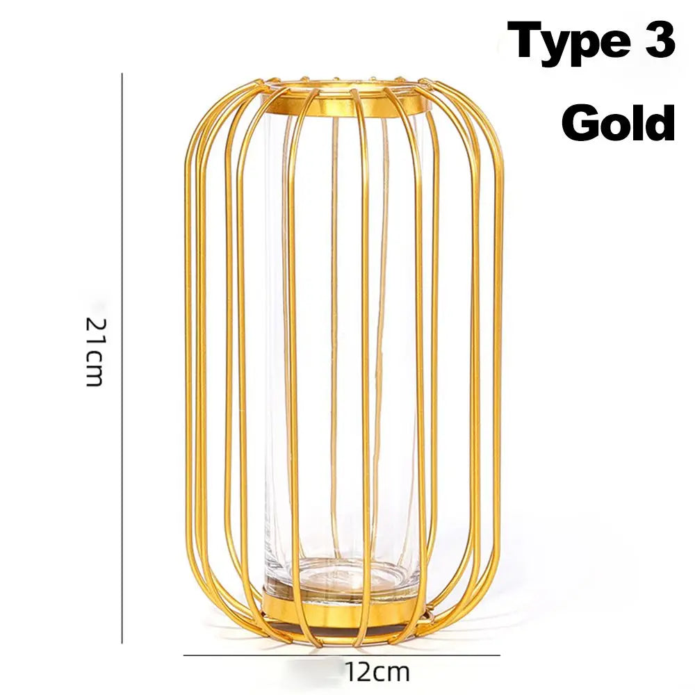 vase moderne métal noir doré verre transparent décoration contemporaine minimaliste
