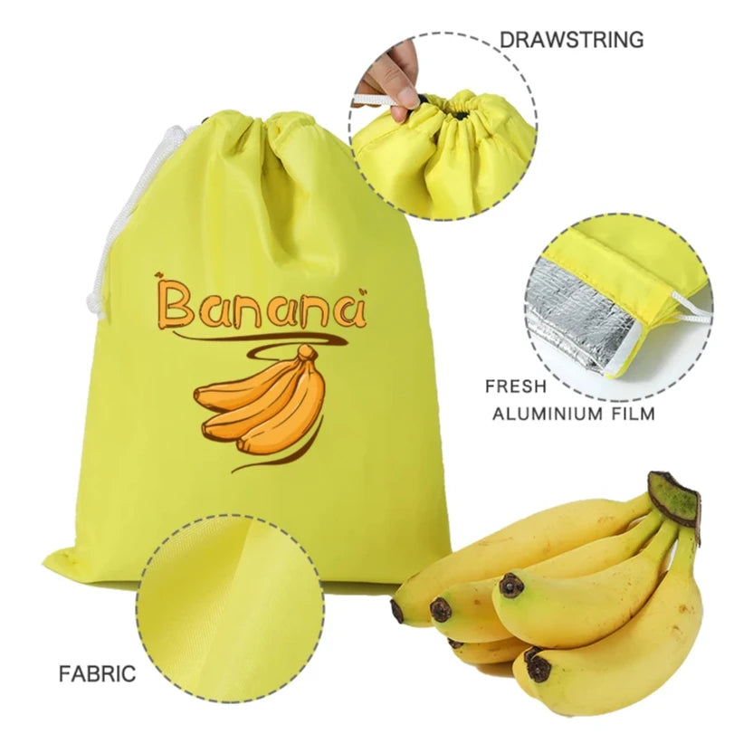 sac rangement fruits légumes polyester écologique imprimé bananes tomates choux moderne pratique cuisine