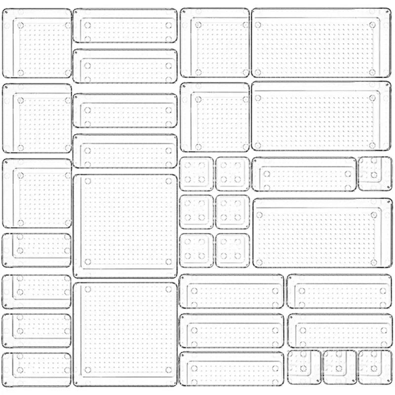 trousse rangement transparente compartiments points noirs maquillage organisation moderne plastique