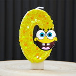 bougies forme chiffres spongebob patrick star anniversaire enfant decoration theme cartoon jaune orange blanc