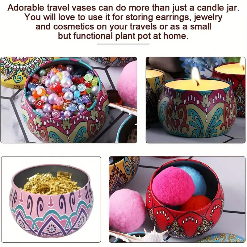 pots métalliques multicolores motifs floraux bohémiens pots bougies succulentes terreau