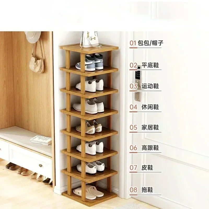 étagère chaussures bois naturel moderne étages rangement porte maison
