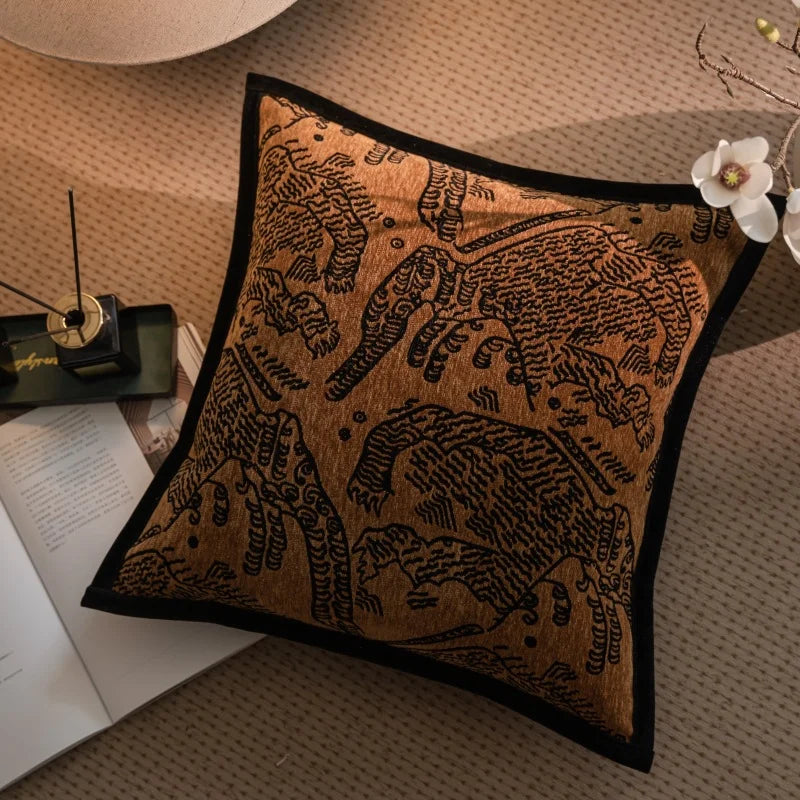 housse coussin motif éléphants vintage décoratif maison voiture 50x50cm 45x45cm polyester adhésif