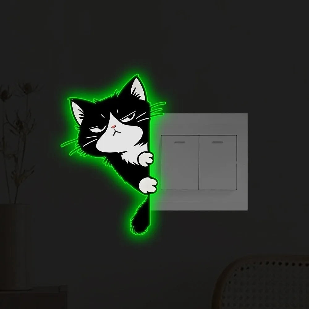 stickers murals chats dessin animé adhésifs noirs souriants salle opaques pvc enfants chambrecoration nocturne