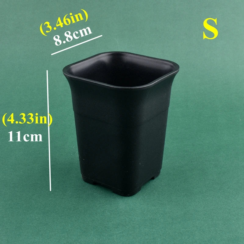 Pots fleurs carrés modernes blanc noir grains drainage 10 pièces