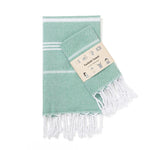 serviette table rayée moderne bleu clair vert rose gris jaune orange violet coton polyester