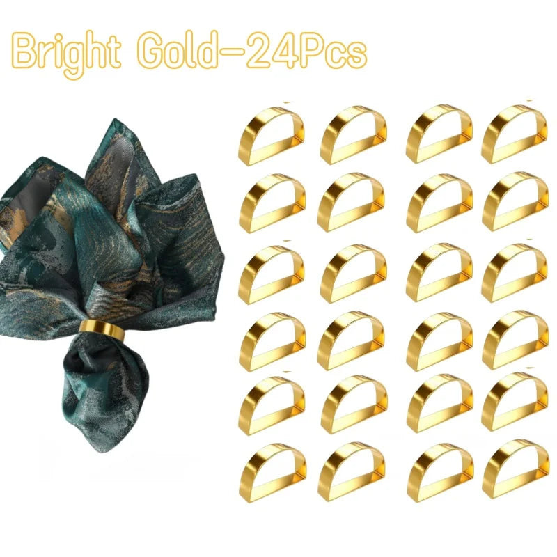 anneaux serviettes or lisses modernes fourchettes cuillères garnitures tables différentes couleurs mariage banquet