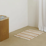 tapis blanc beige bleu rayures polyester non slip moderne intérieur chambre cuisine
