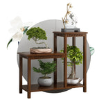 meuble plante moderne gravure traditionnelle marron foncé vases sculpturales or doré