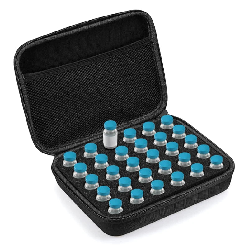 boîtes rangement réfrigérateur 30 emplacements flacons insuline mousse texturée noir bleu utilitaire