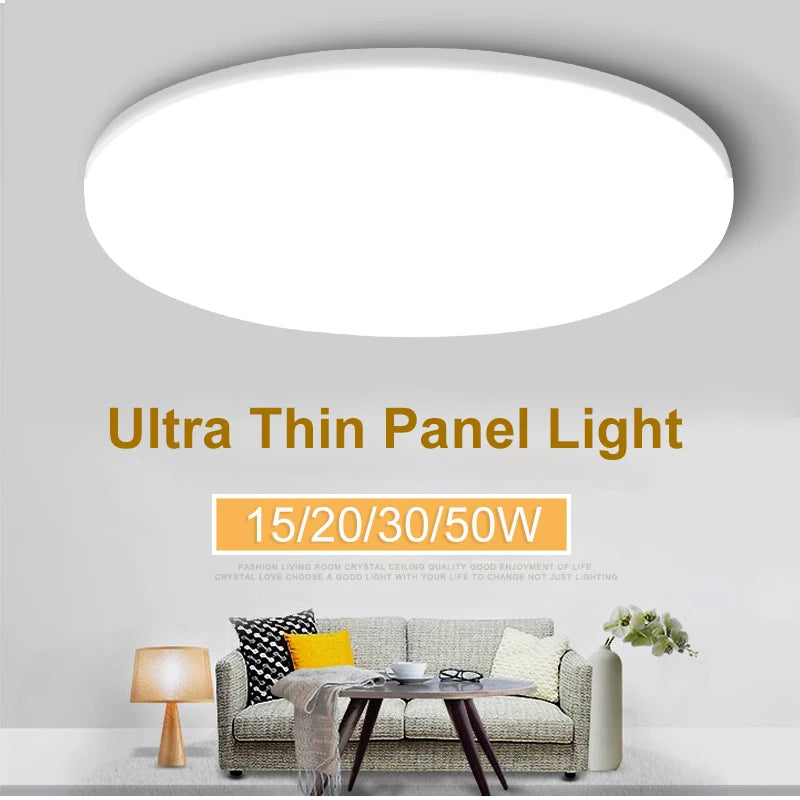 plafonnier led moderne plaque lumineuse blanche minimaliste salon maison éclairage intérieur plat