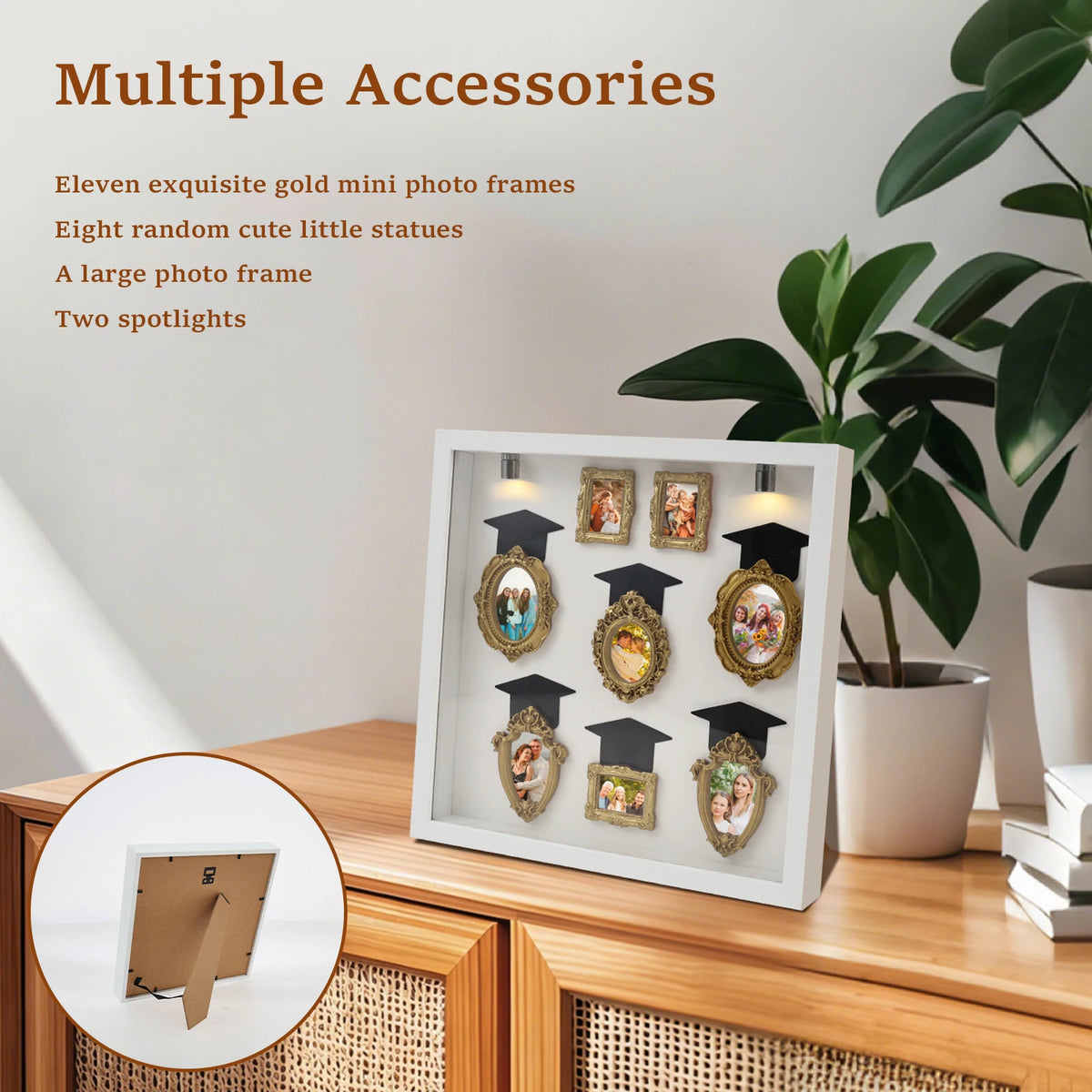 cadres photo miniatures ornementaux classiques statuettes clips lumineuses décoration intérieure vintage