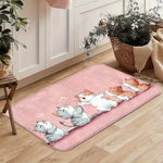 tapis sol moderne rose chats mignons antidérapant polyester extérieur lavable machine